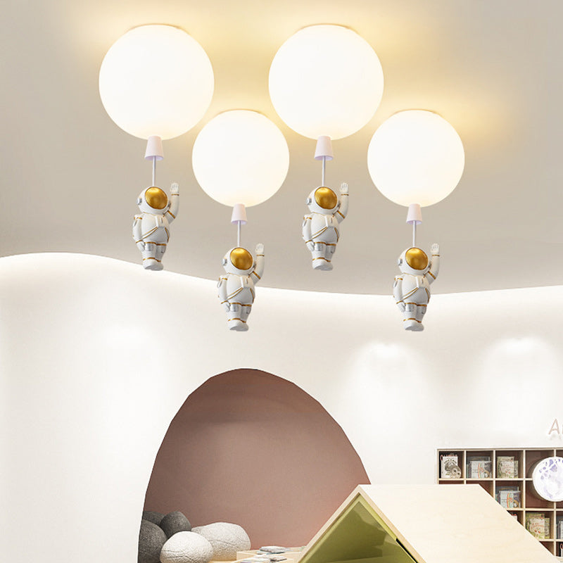 Moderne Art Deco Acryl Astronauten-Ballon-Design 1-Licht-Halbeinbau-Deckenleuchte für Schlafzimmer & Wohnzimmer 