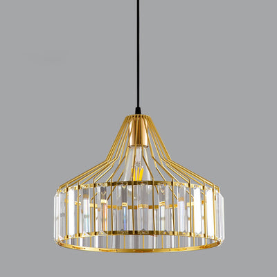Suspension luminaire contemporain en verre industriel avec abat-jour rond en fer 1 lumière pour chambre et salon 