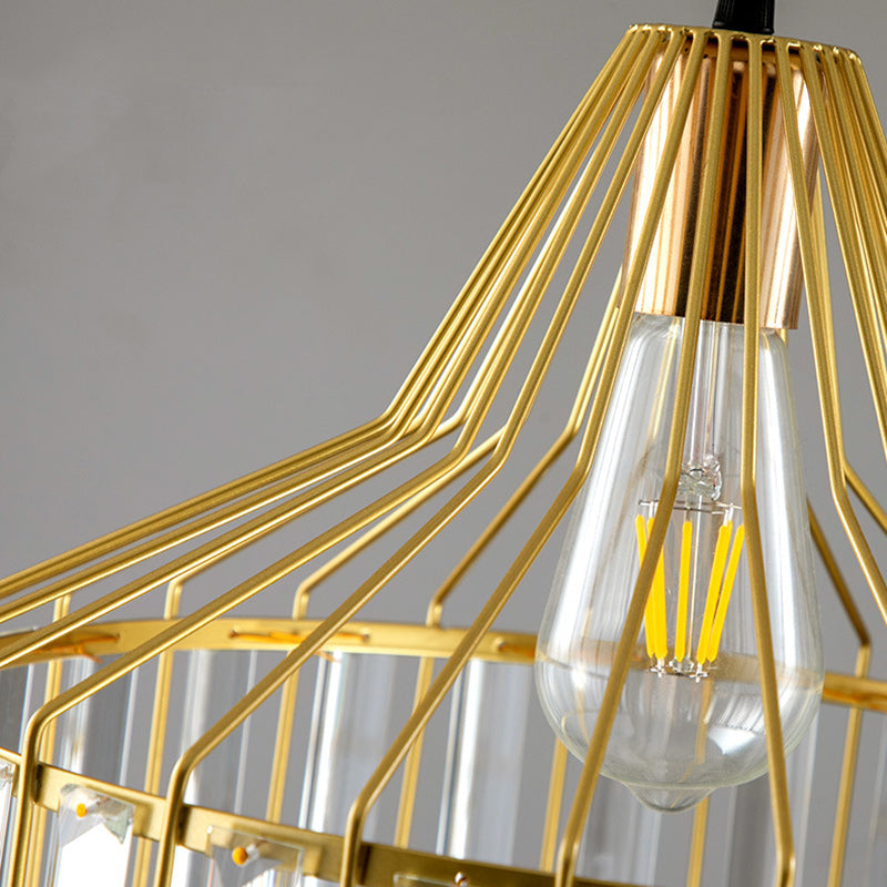 Suspension luminaire contemporain en verre industriel avec abat-jour rond en fer 1 lumière pour chambre et salon 