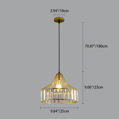 Suspension luminaire contemporain en verre industriel avec abat-jour rond en fer 1 lumière pour chambre et salon 