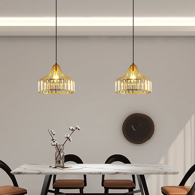 Suspension luminaire contemporain en verre industriel avec abat-jour rond en fer 1 lumière pour chambre et salon 