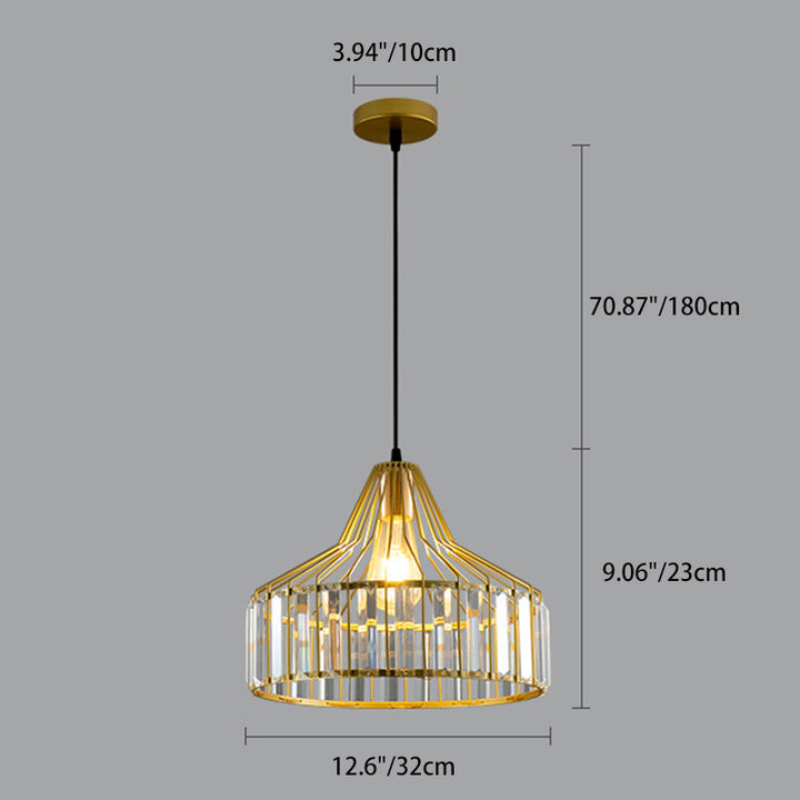 Contemporary Industrial Glass Iron Round Bowl Shade 1-Light Pendant Light For Bedroom &amp; Living Room