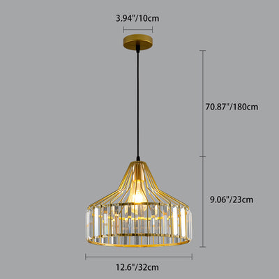 Suspension luminaire contemporain en verre industriel avec abat-jour rond en fer 1 lumière pour chambre et salon 