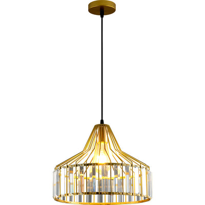 Suspension luminaire contemporain en verre industriel avec abat-jour rond en fer 1 lumière pour chambre et salon 