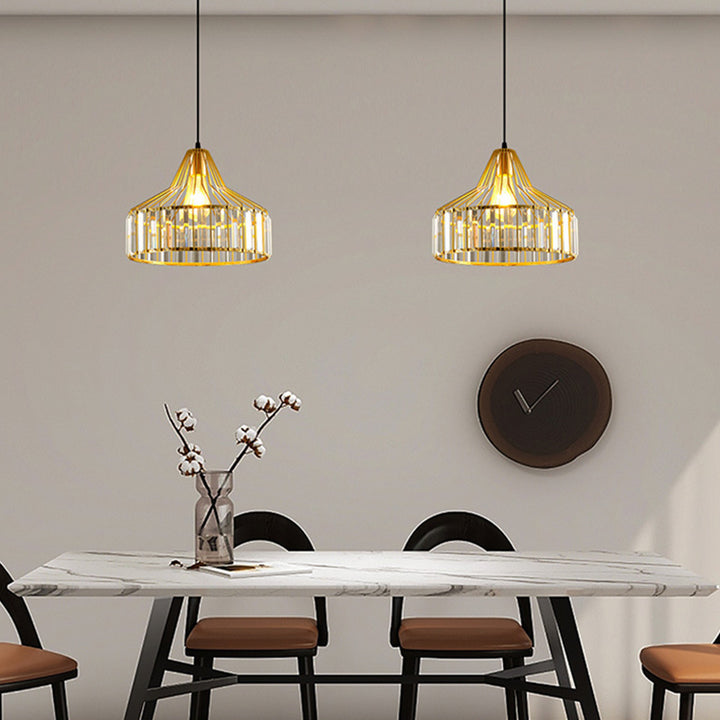 Contemporary Industrial Glass Iron Round Bowl Shade 1-Light Pendant Light For Bedroom &amp; Living Room