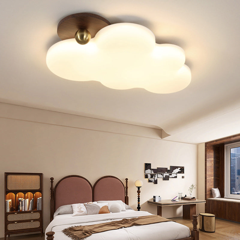 Traditionelle Vintage PE Gummi Holz Creme Wolke Gebogene LED Deckenleu – BulbSquare