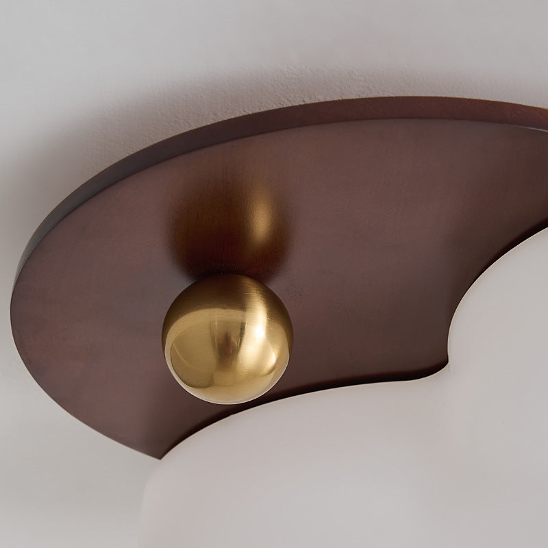 Traditional Vintage PE Rubber Wood Cream Cloud Curved LED Flush Mount Ceiling Light For Bedroom &amp; Living Room