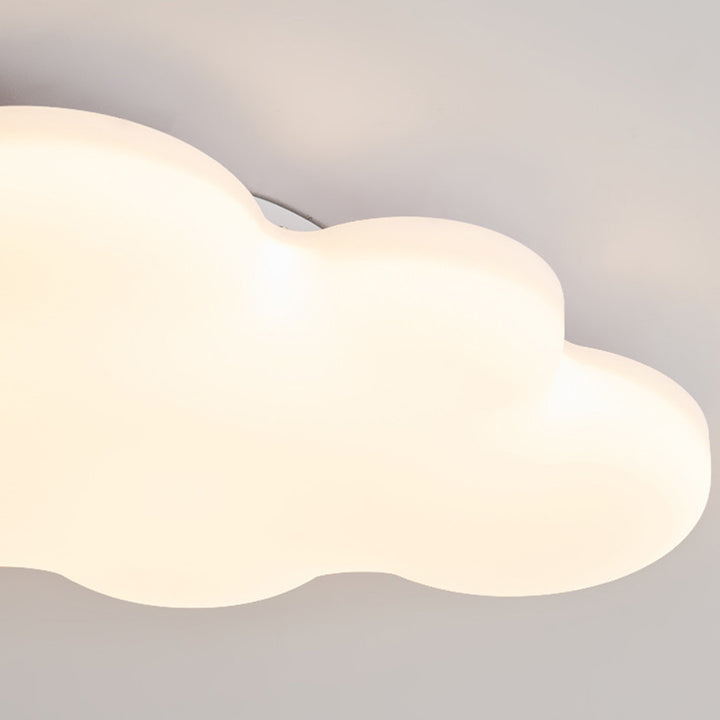 Traditional Vintage PE Rubber Wood Cream Cloud Curved LED Flush Mount Ceiling Light For Bedroom &amp; Living Room