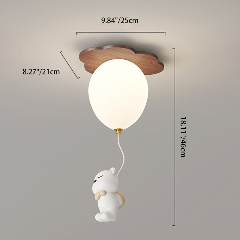 Contemporain Créatif PE Bois de Caoutchouc Ballon Animal Fleur LED Plafonnier Semi-Encastré Pour Chambre &amp; Salon 