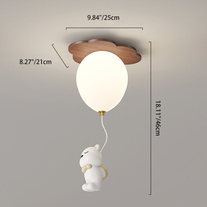 Contemporain Créatif PE Bois de Caoutchouc Ballon Animal Fleur LED Plafonnier Semi-Encastré Pour Chambre &amp; Salon 