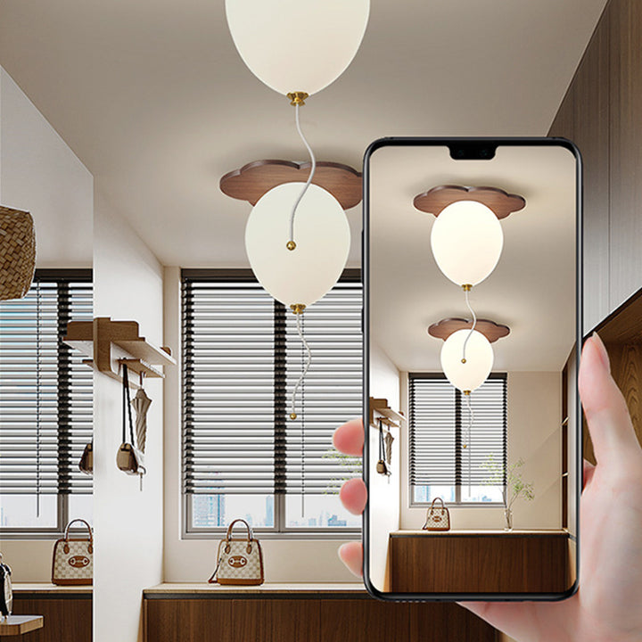 Contemporain Créatif PE Bois de Caoutchouc Ballon Animal Fleur LED Plafonnier Semi-Encastré Pour Chambre &amp; Salon 