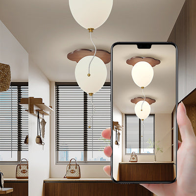 Zeitgenössische kreative PE-Gummibaum-Ballon-Tier-Blumen-LED-Halbeinbau-Deckenleuchte für Schlafzimmer & Wohnzimmer 