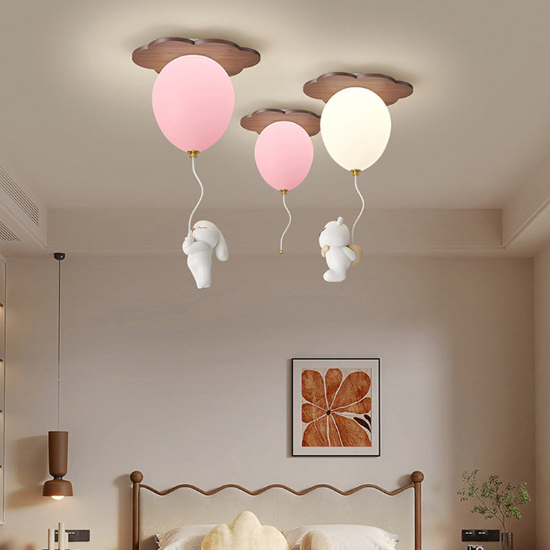 Zeitgenössische kreative PE-Gummibaum-Ballon-Tier-Blumen-LED-Halbeinbau-Deckenleuchte für Schlafzimmer & Wohnzimmer 