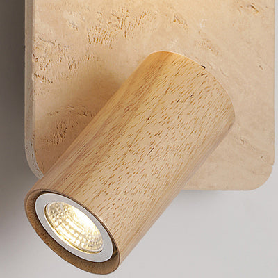 Zeitgenössische Kreative Travertin Massivholz Glas Quadrat Oval Globus 2-Licht Wandleuchte Für Schlafzimmer & Wohnzimmer 