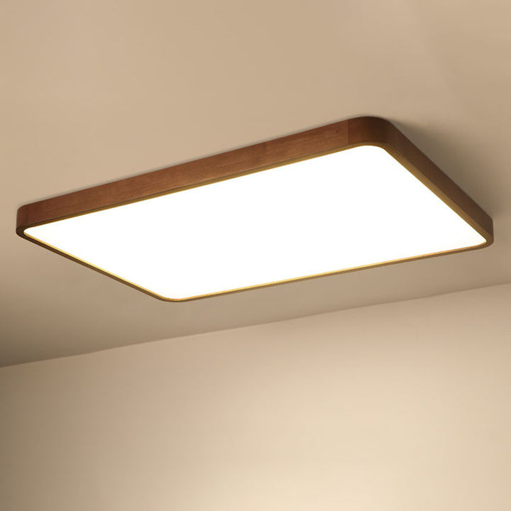 Traditionelle chinesische Acryl-Holz-Metall-Rechteckige LED-Deckenleuchte für das Wohnzimmer 