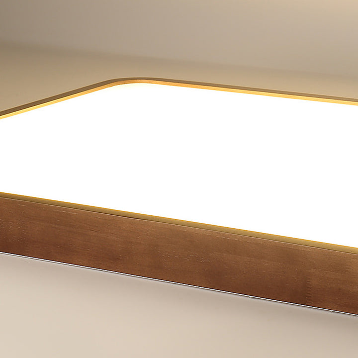 Traditionelle chinesische Acryl-Holz-Metall-Rechteckige LED-Deckenleuchte für das Wohnzimmer 