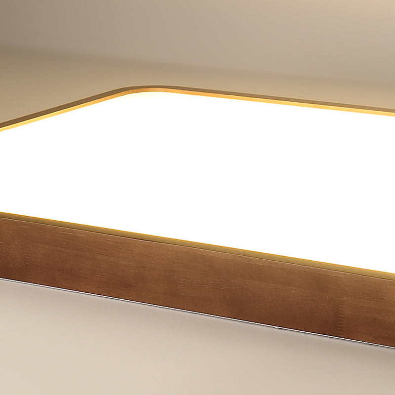 リビングルーム用の伝統的な中国のアクリル木製金属長方形LEDフラッシュマウント天井灯 