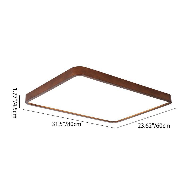 Traditionelle chinesische Acryl-Holz-Metall-Rechteckige LED-Deckenleuchte für das Wohnzimmer 