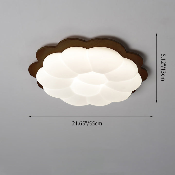 Plafonnier LED carré moderne minimaliste en bois massif PE floral pour chambre et salon 
