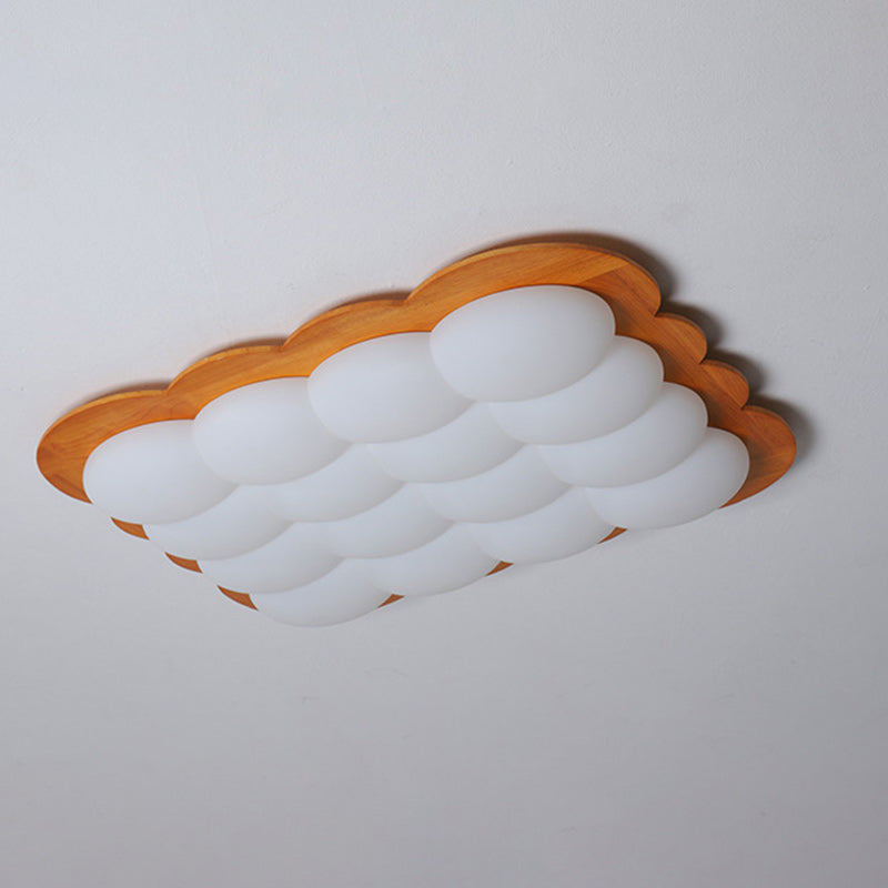 Plafonnier LED carré moderne minimaliste en bois massif PE floral pour chambre et salon 