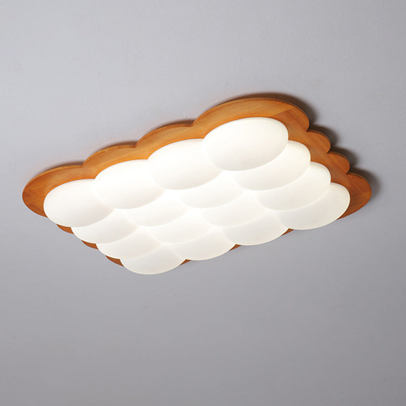 Plafonnier LED carré moderne minimaliste en bois massif PE floral pour chambre et salon 