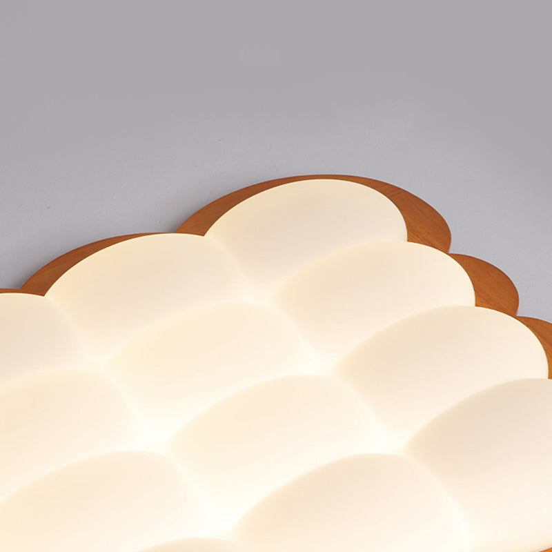 Plafonnier LED carré moderne minimaliste en bois massif PE floral pour chambre et salon 