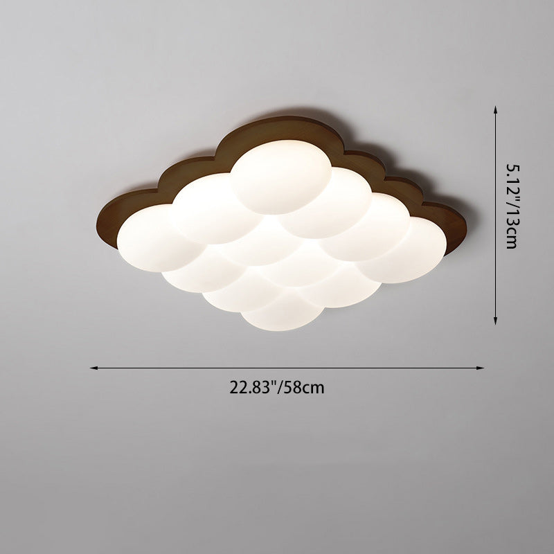 Plafonnier LED carré moderne minimaliste en bois massif PE floral pour chambre et salon 