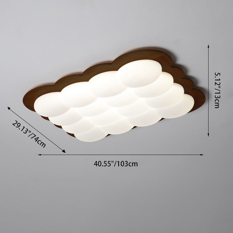 Plafonnier LED carré moderne minimaliste en bois massif PE floral pour chambre et salon 