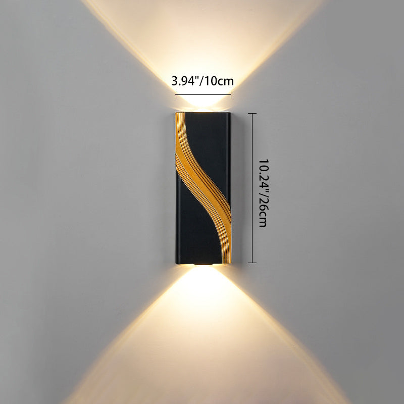 Applique murale LED rectangulaire en aluminium texturé moderne minimaliste pour extérieur 
