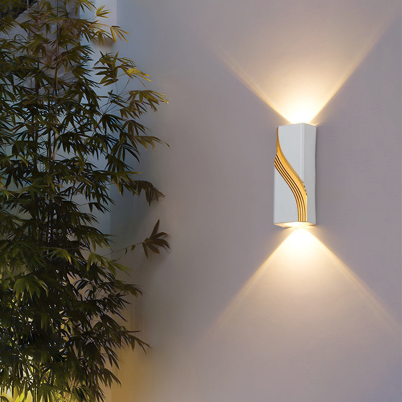 Applique murale LED rectangulaire en aluminium texturé moderne minimaliste pour extérieur 