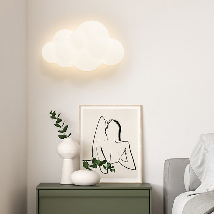 Applique murale LED en forme de nuage en fer créatif contemporain pour chambre à coucher et salon 