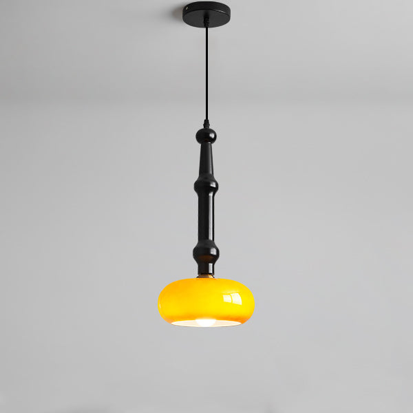 Lámpara colgante de 1 luz de cilindro redondo plano de vidrio de madera de caucho vintage tradicional para dormitorio y sala de estar 