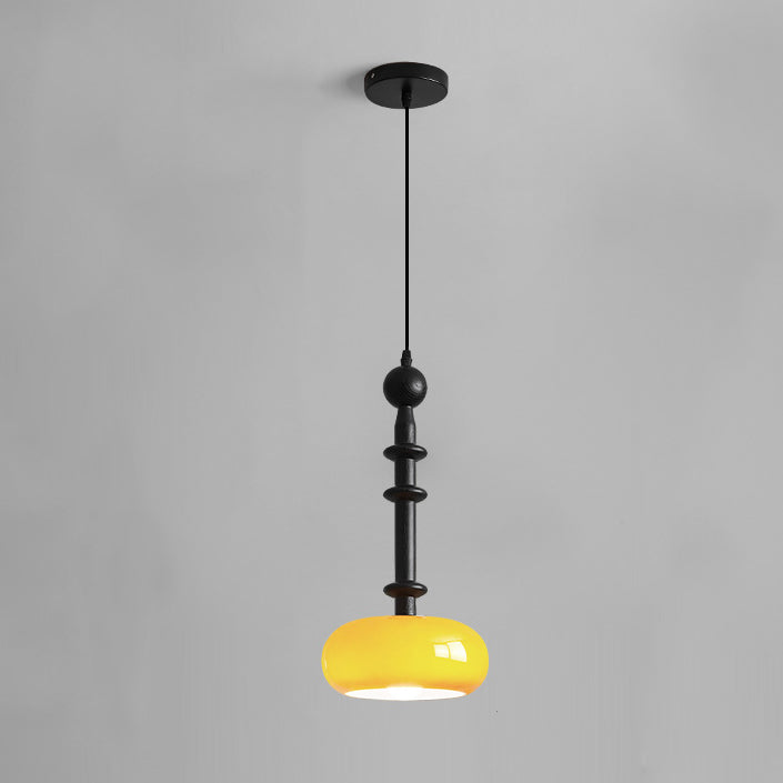 Lámpara colgante de 1 luz de cilindro redondo plano de vidrio de madera de caucho vintage tradicional para dormitorio y sala de estar 
