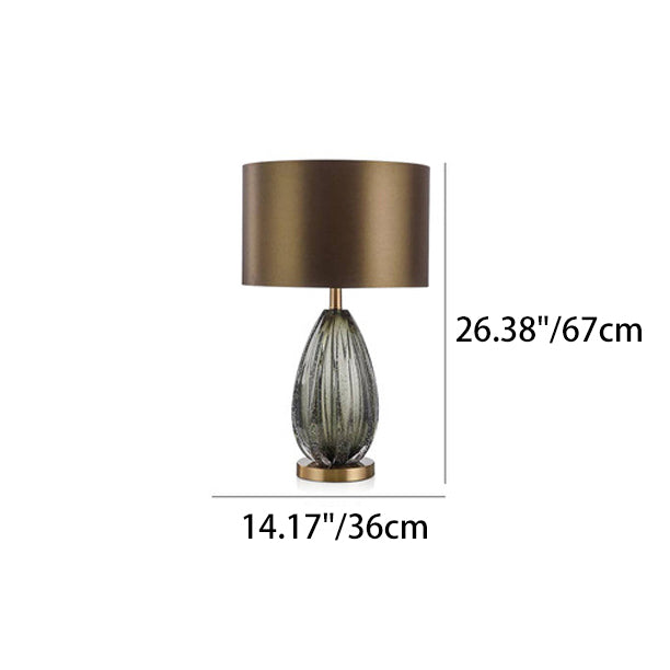 Zeitgenössische skandinavische Stoff Metall Kristall Oval Runde 1-Licht Tischlampe für das Schlafzimmer 