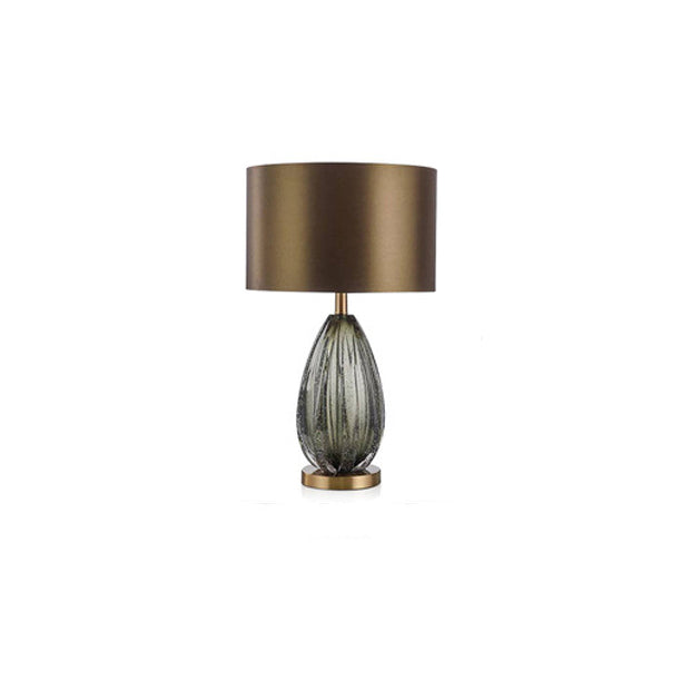 Contemporary Scandinavian Fabric Metal Glass Oval Round 1-Light Table Lamp For Bedroom