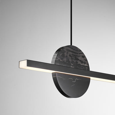 Lámpara de araña LED redonda lineal de mármol de latón minimalista moderna para comedor 
