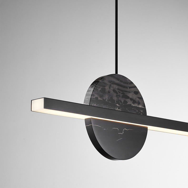 Lámpara de araña LED redonda lineal de mármol de latón minimalista moderna para comedor 