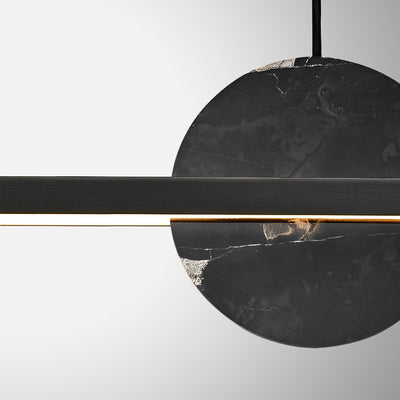 Lámpara de araña LED redonda lineal de mármol de latón minimalista moderna para comedor 