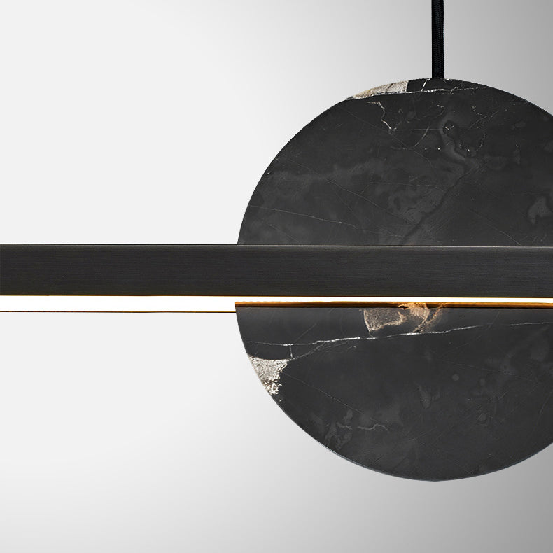 Lámpara de araña LED redonda lineal de mármol de latón minimalista moderna para comedor 