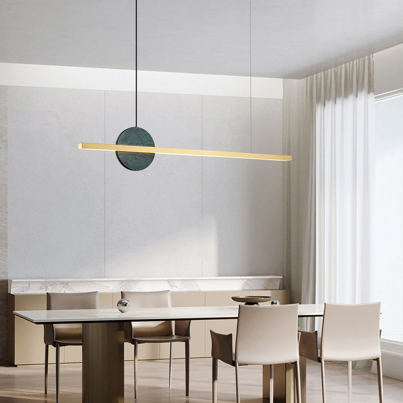 Lámpara de araña LED redonda lineal de mármol de latón minimalista moderna para comedor 