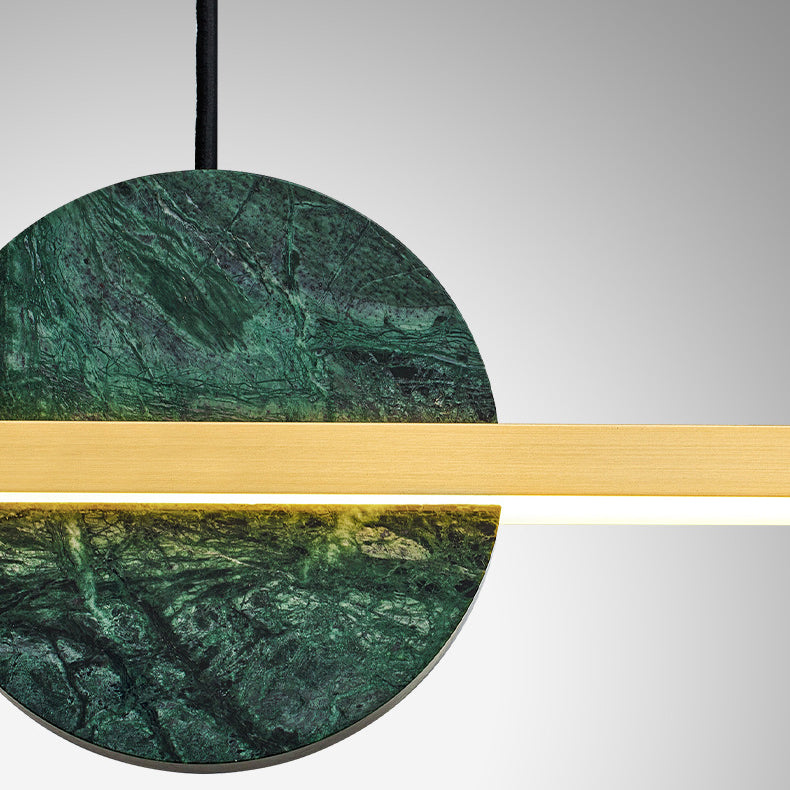 Lámpara de araña LED redonda lineal de mármol de latón minimalista moderna para comedor 