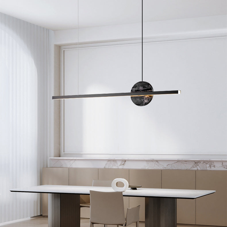 Lámpara de araña LED redonda lineal de mármol de latón minimalista moderna para comedor 