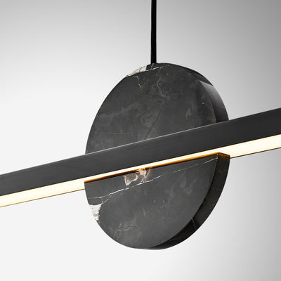 Lámpara de araña LED redonda lineal de mármol de latón minimalista moderna para comedor 