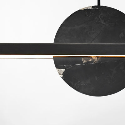 Lámpara de araña LED redonda lineal de mármol de latón minimalista moderna para comedor 