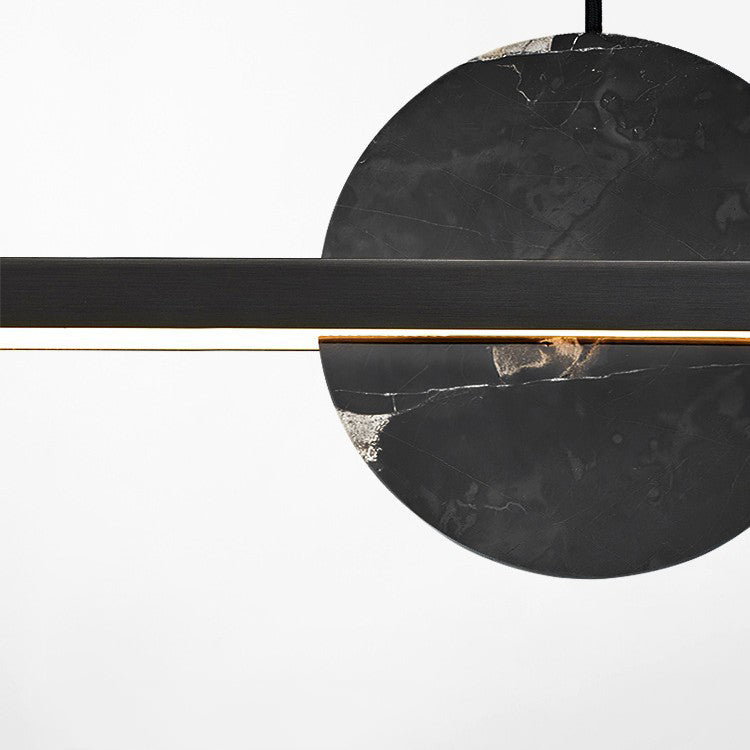 Lámpara de araña LED redonda lineal de mármol de latón minimalista moderna para comedor 