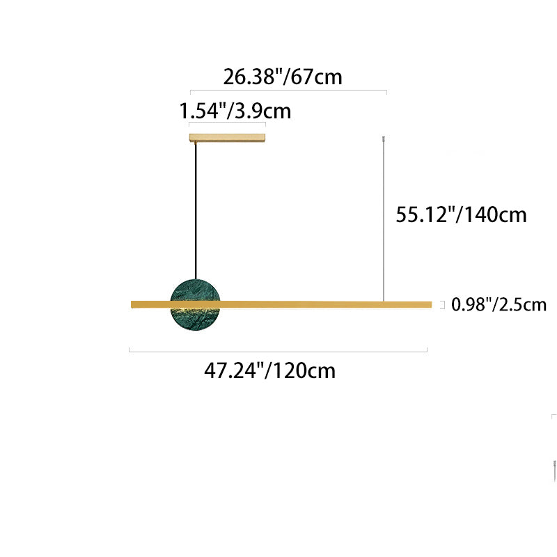 Lámpara de araña LED redonda lineal de mármol de latón minimalista moderna para comedor 