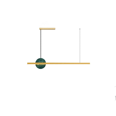 Lámpara de araña LED redonda lineal de mármol de latón minimalista moderna para comedor 