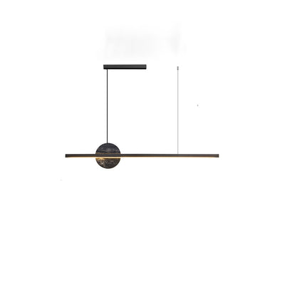 Lámpara de araña LED redonda lineal de mármol de latón minimalista moderna para comedor 