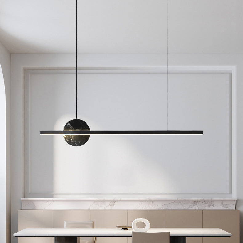 Lámpara de araña LED redonda lineal de mármol de latón minimalista moderna para comedor 