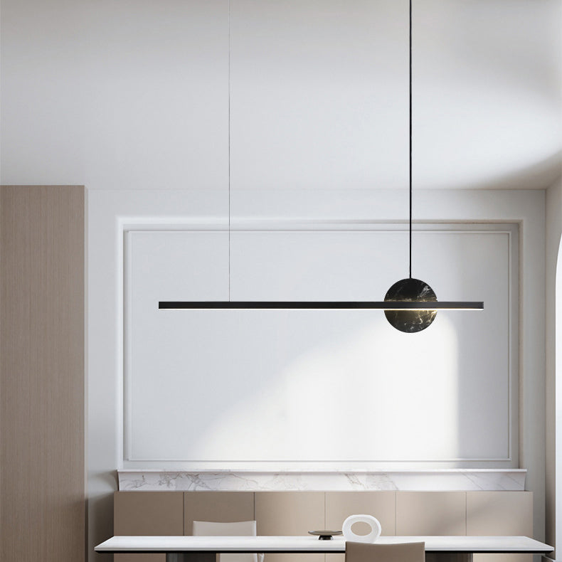 Lámpara de araña LED redonda lineal de mármol de latón minimalista moderna para comedor 